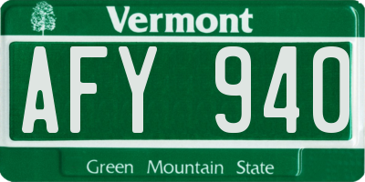 VT license plate AFY940