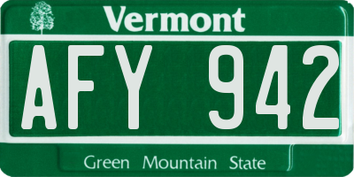 VT license plate AFY942