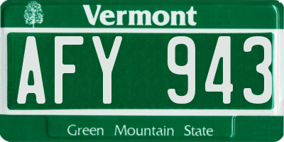 VT license plate AFY943