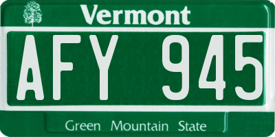 VT license plate AFY945
