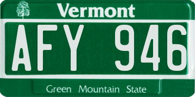 VT license plate AFY946