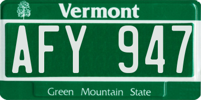 VT license plate AFY947
