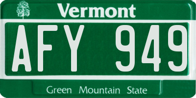 VT license plate AFY949