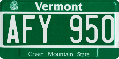 VT license plate AFY950
