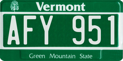 VT license plate AFY951