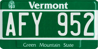 VT license plate AFY952
