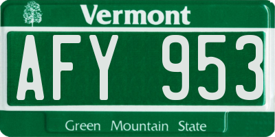 VT license plate AFY953