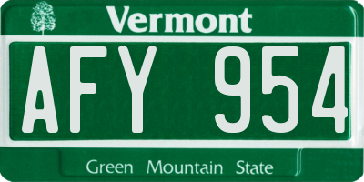 VT license plate AFY954