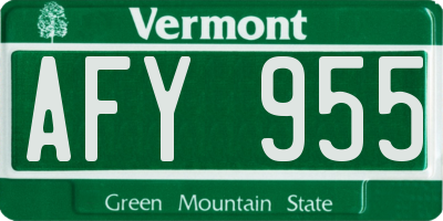 VT license plate AFY955
