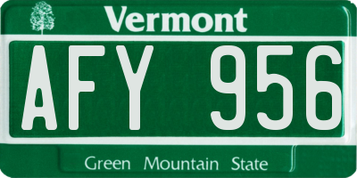 VT license plate AFY956