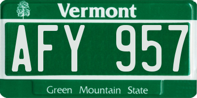 VT license plate AFY957
