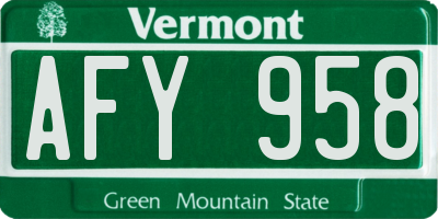 VT license plate AFY958