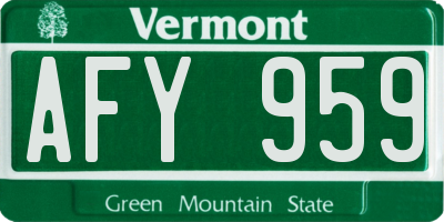 VT license plate AFY959