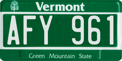 VT license plate AFY961