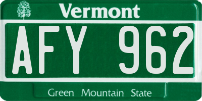VT license plate AFY962