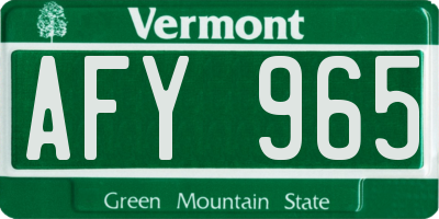 VT license plate AFY965