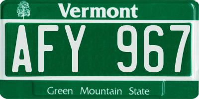 VT license plate AFY967