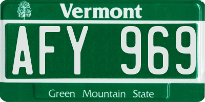 VT license plate AFY969