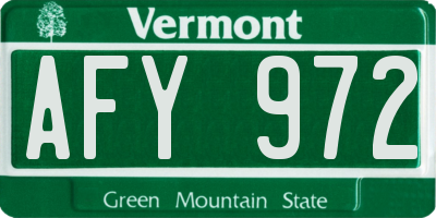 VT license plate AFY972