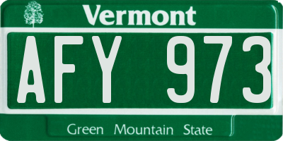 VT license plate AFY973