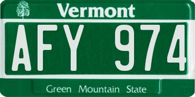 VT license plate AFY974