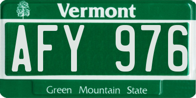 VT license plate AFY976