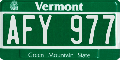 VT license plate AFY977