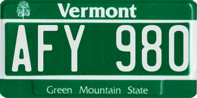 VT license plate AFY980