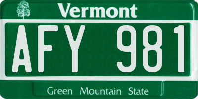 VT license plate AFY981