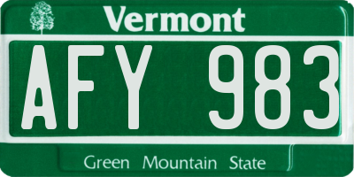 VT license plate AFY983