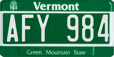 VT license plate AFY984