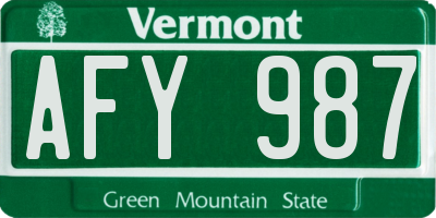 VT license plate AFY987