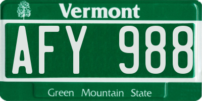 VT license plate AFY988