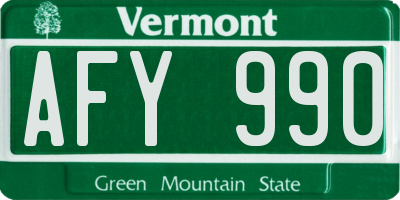 VT license plate AFY990