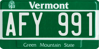 VT license plate AFY991