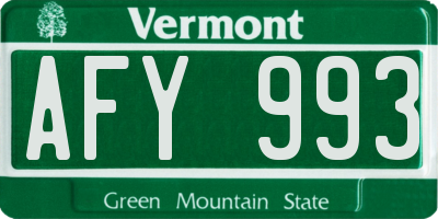 VT license plate AFY993