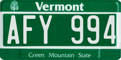 VT license plate AFY994