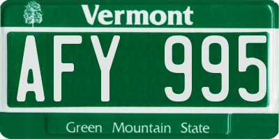 VT license plate AFY995