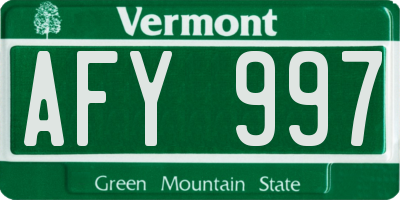 VT license plate AFY997