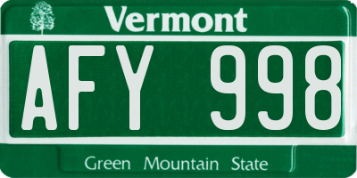 VT license plate AFY998