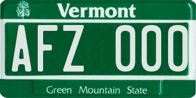 VT license plate AFZ000