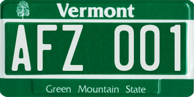 VT license plate AFZ001