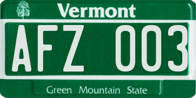 VT license plate AFZ003