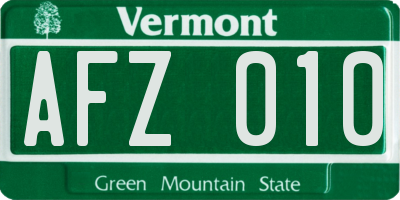 VT license plate AFZ010