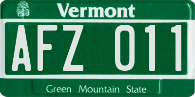 VT license plate AFZ011