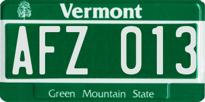 VT license plate AFZ013