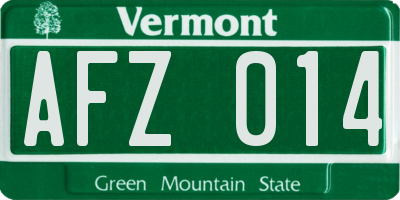 VT license plate AFZ014
