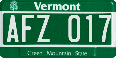 VT license plate AFZ017