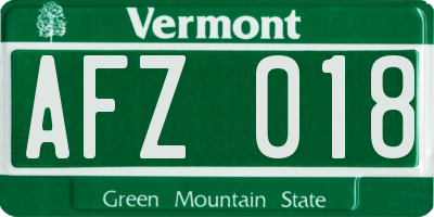 VT license plate AFZ018