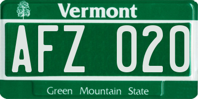 VT license plate AFZ020
